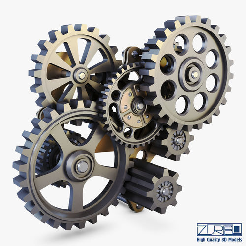 Gear Mechanism Low Poly v 7 Low-poly 3D model