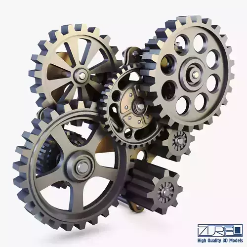 Gear Mechanism Low Poly v 7 Low-poly 3D model