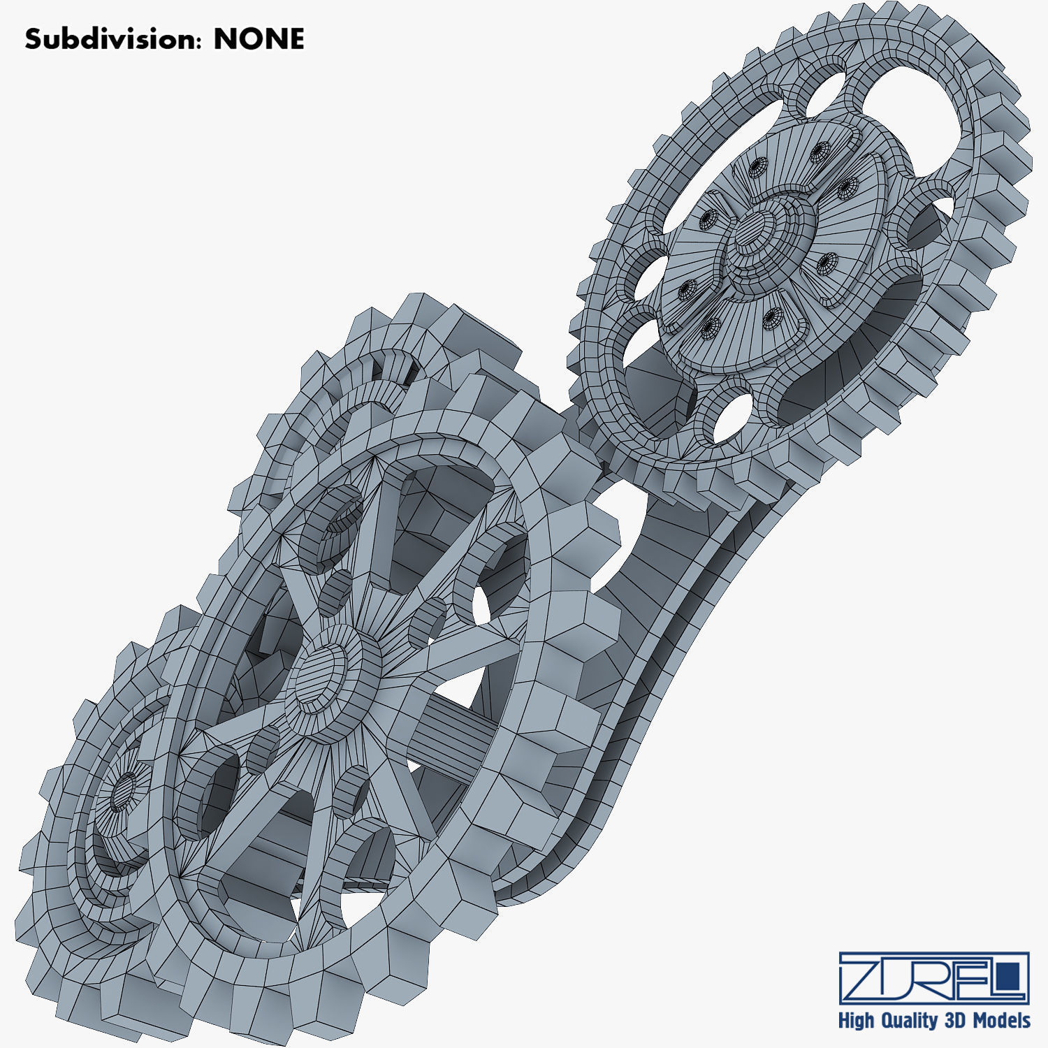 Gear Mechanism Low Poly v 6 Low-poly 3D model_33