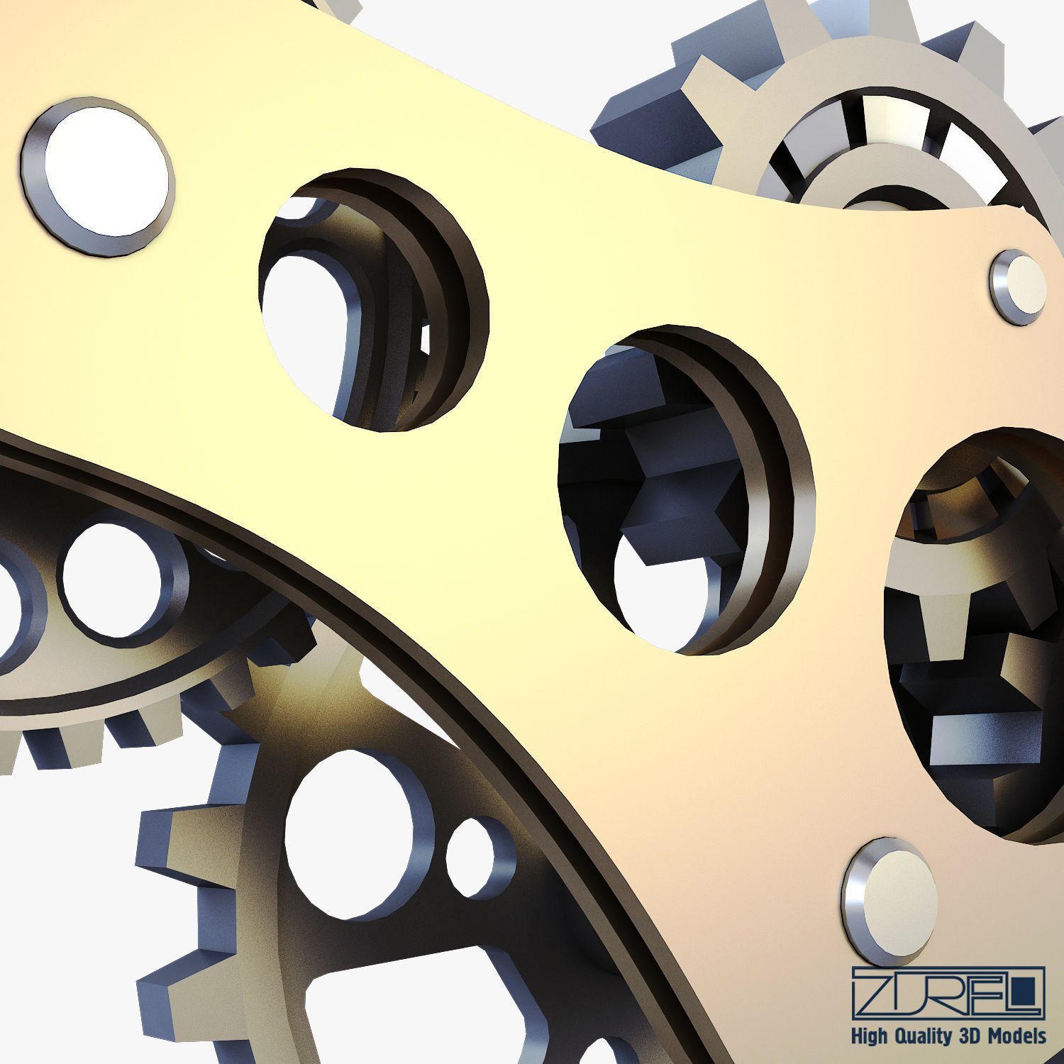 Gear Mechanism Low Poly v 6 Low-poly 3D model_24