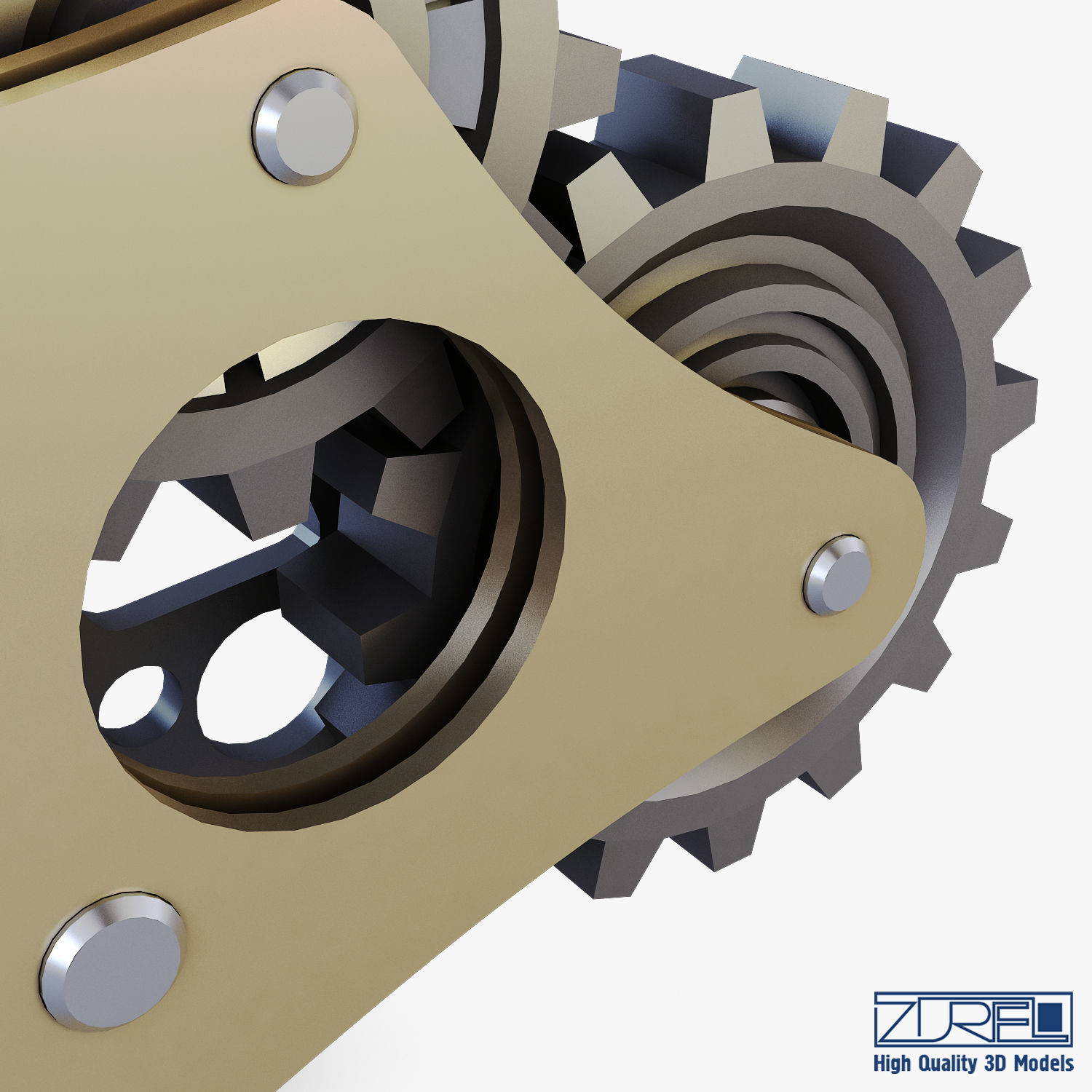 Gear Mechanism Low Poly v 6 Low-poly 3D model_23