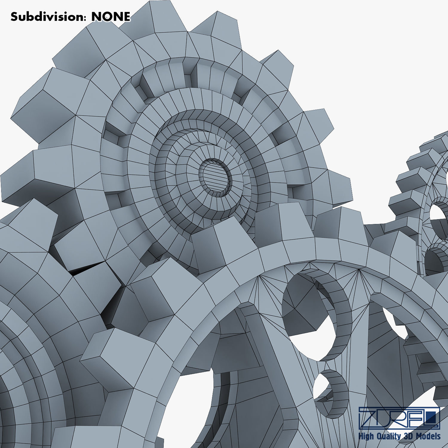 Gear Mechanism Low Poly v 6 Low-poly 3D model_43