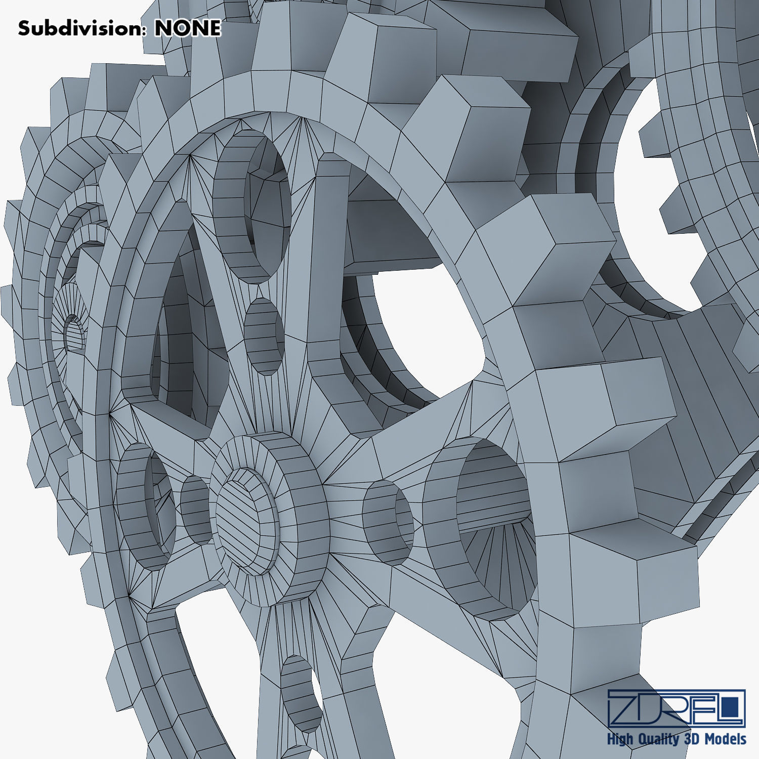 Gear Mechanism Low Poly v 6 Low-poly 3D model_40