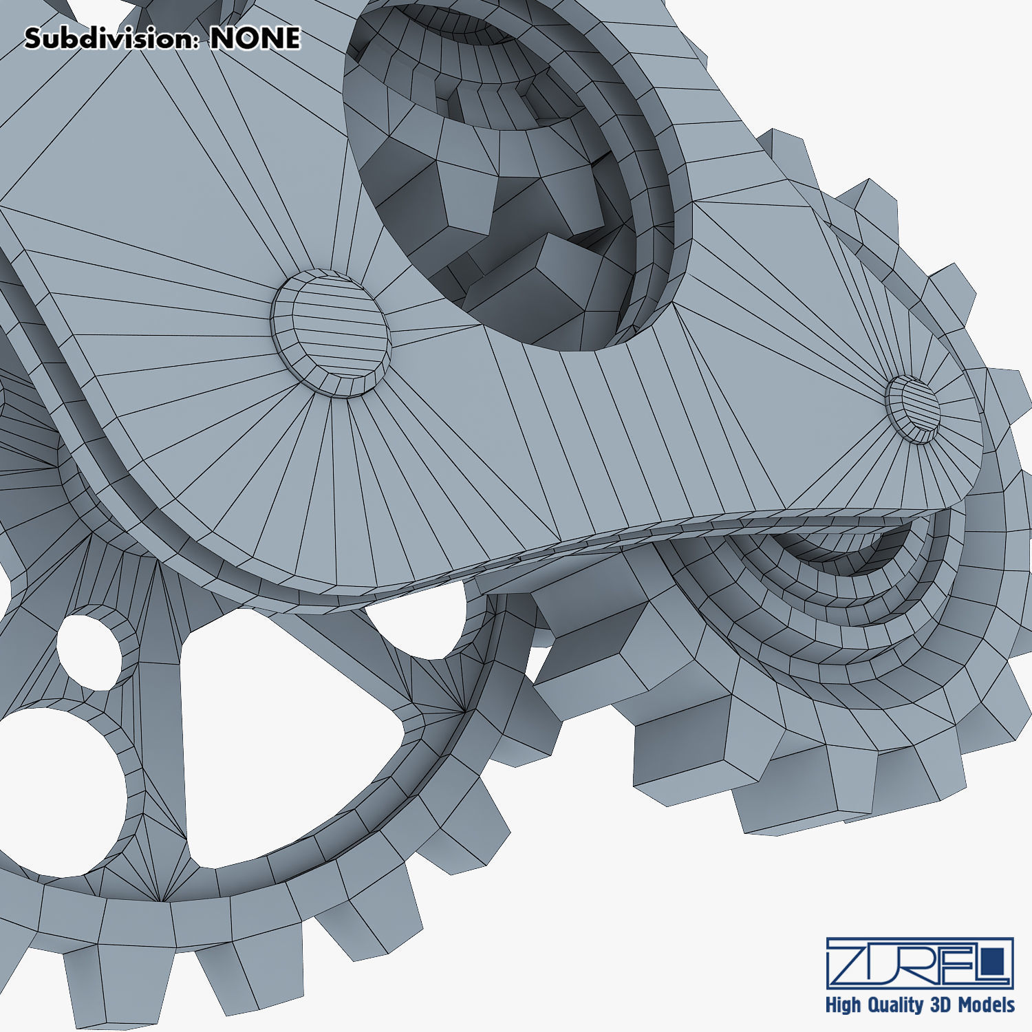 Gear Mechanism Low Poly v 6 Low-poly 3D model_48