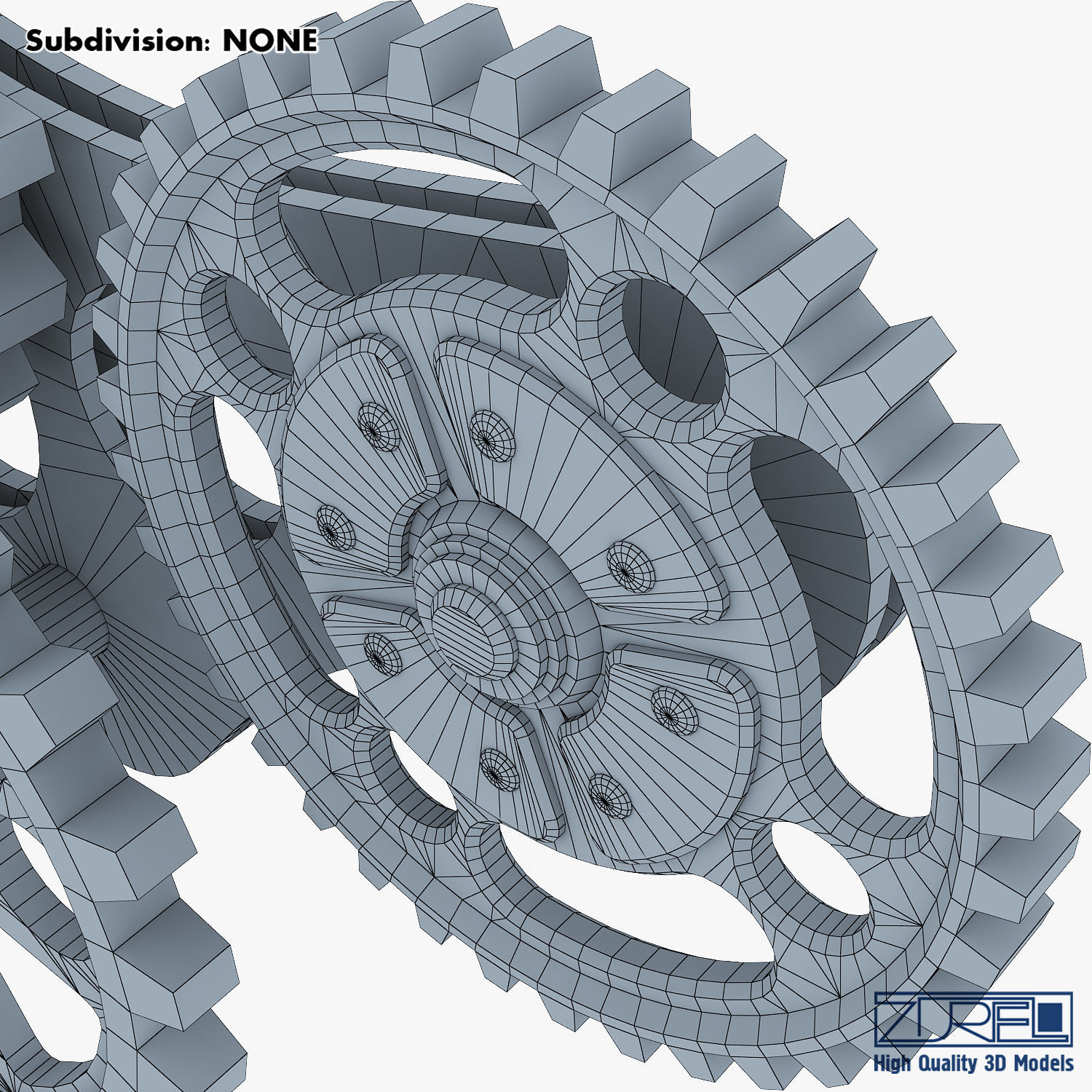 Gear Mechanism Low Poly v 6 Low-poly 3D model_39