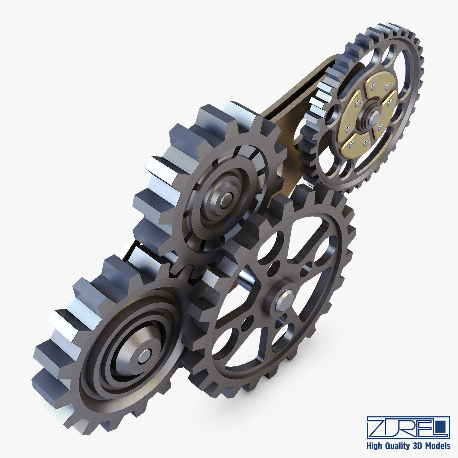 Gear Mechanism Low Poly v 6 Low-poly 3D model_6