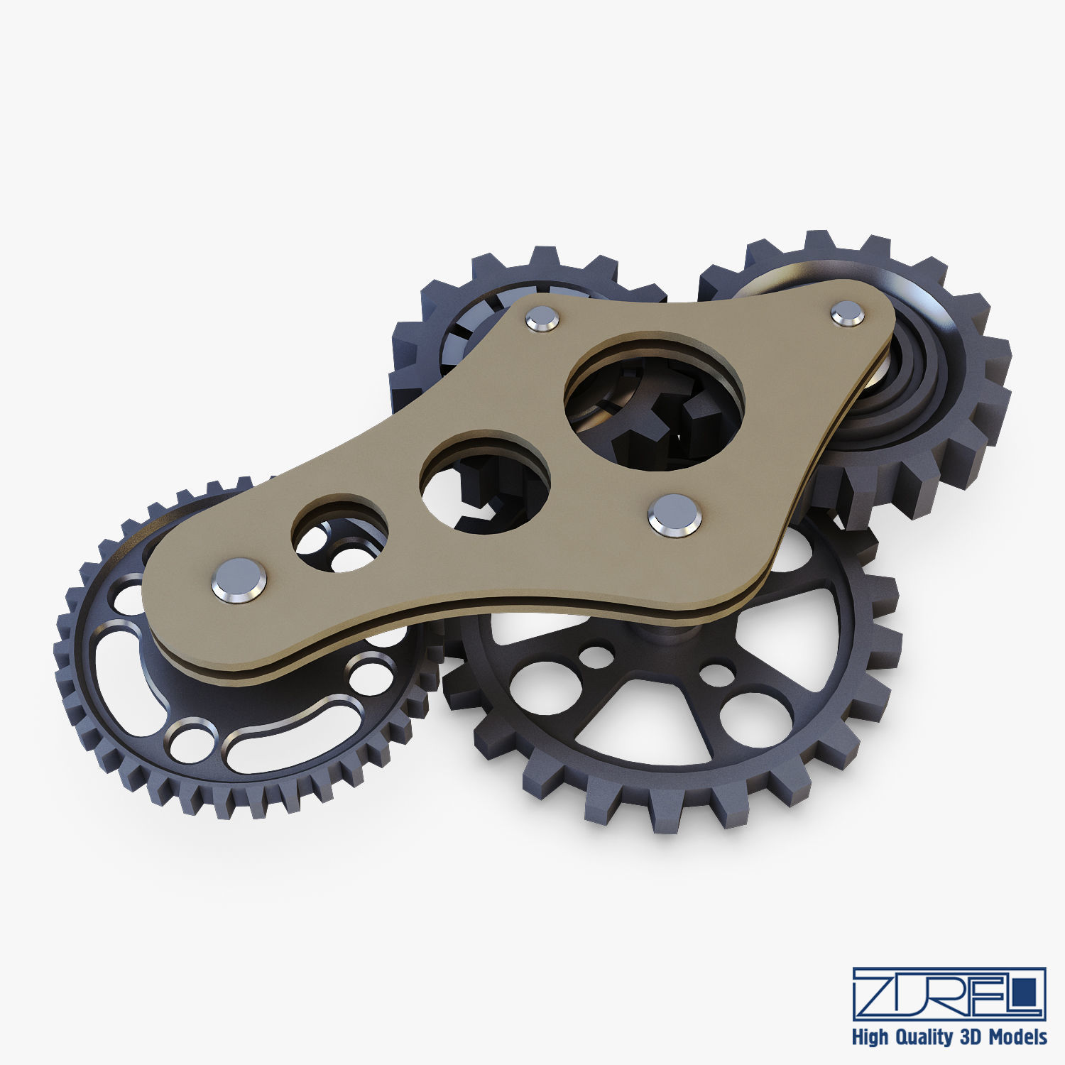 Gear Mechanism Low Poly v 6 Low-poly 3D model_15