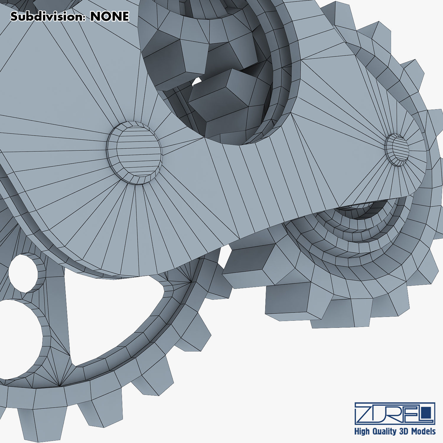Gear Mechanism Low Poly v 6 Low-poly 3D model_46