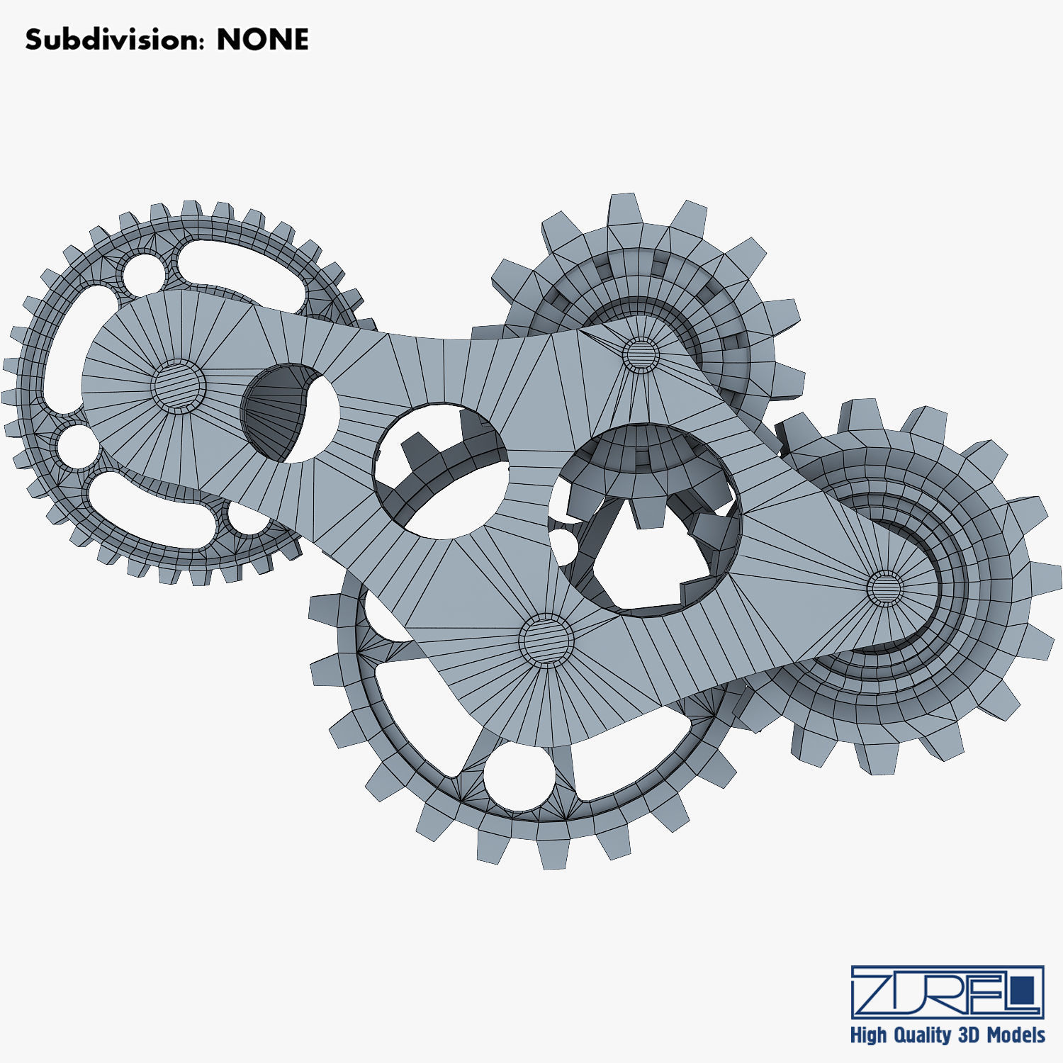 Gear Mechanism Low Poly v 6 Low-poly 3D model_36