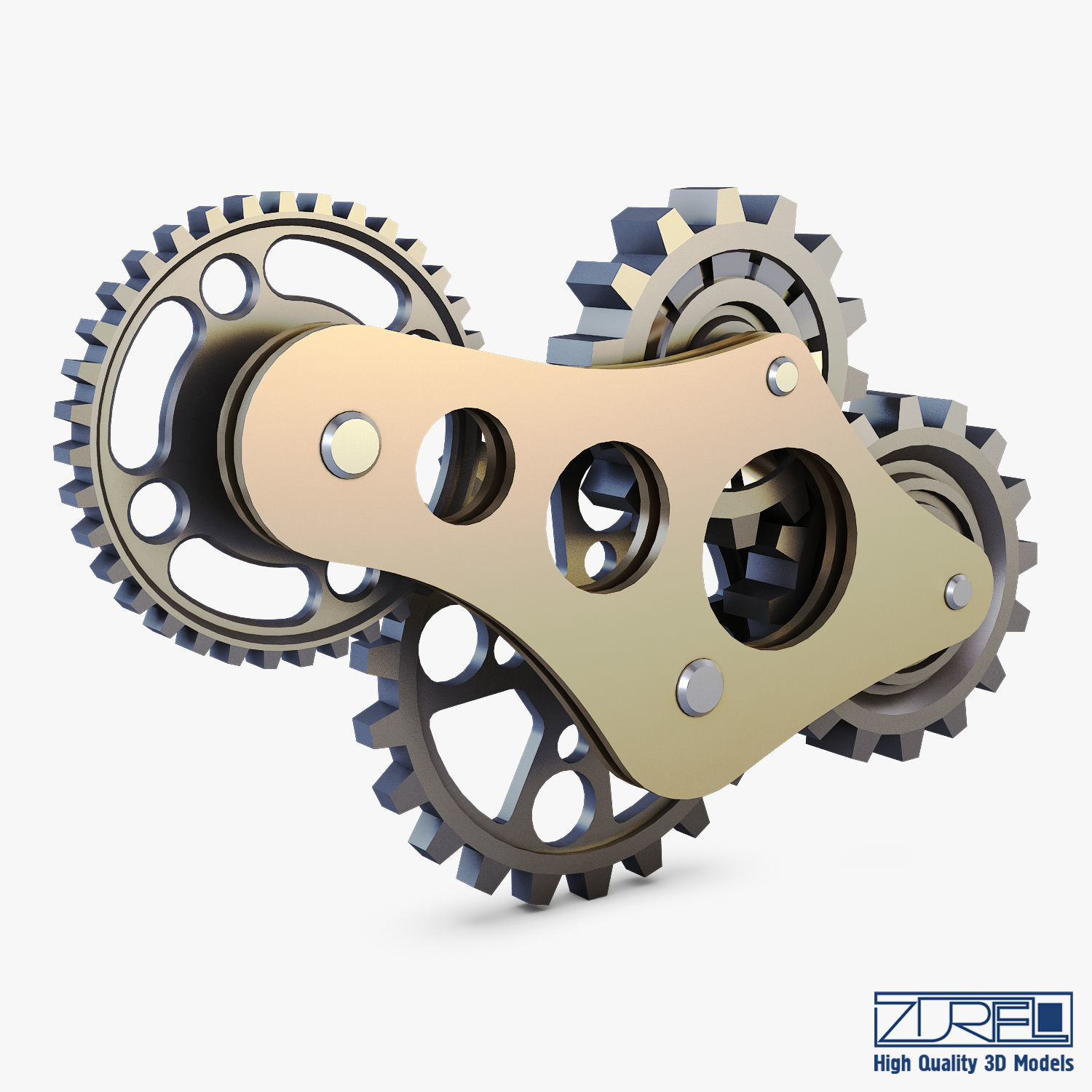 Gear Mechanism Low Poly v 6 Low-poly 3D model_1