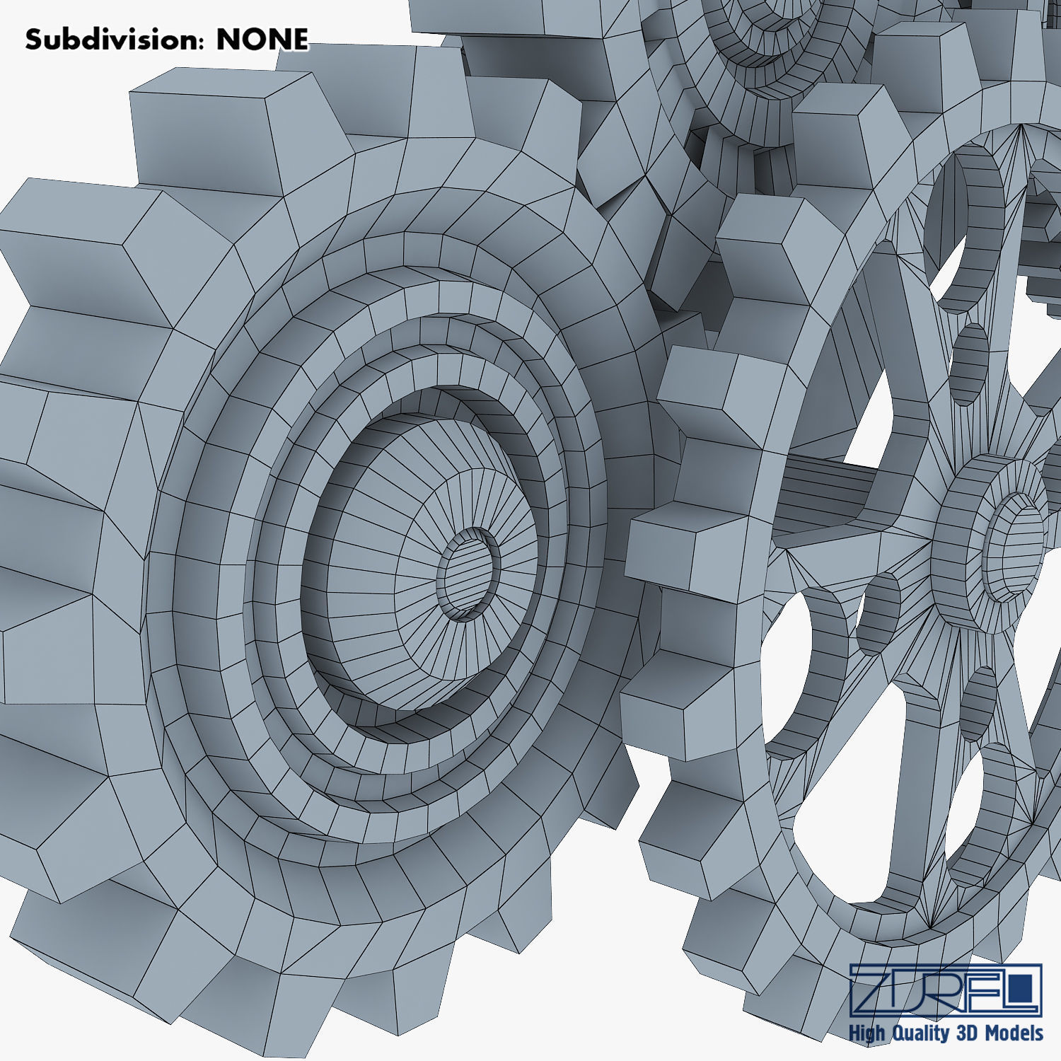Gear Mechanism Low Poly v 6 Low-poly 3D model_41
