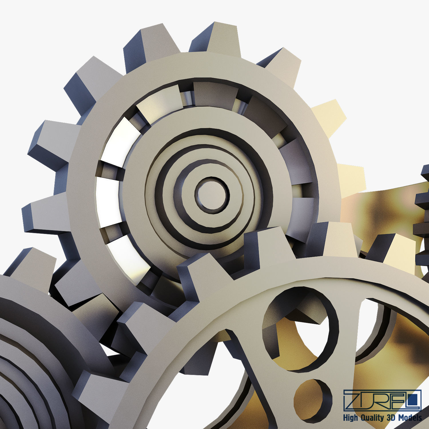 Gear Mechanism Low Poly v 6 Low-poly 3D model_18