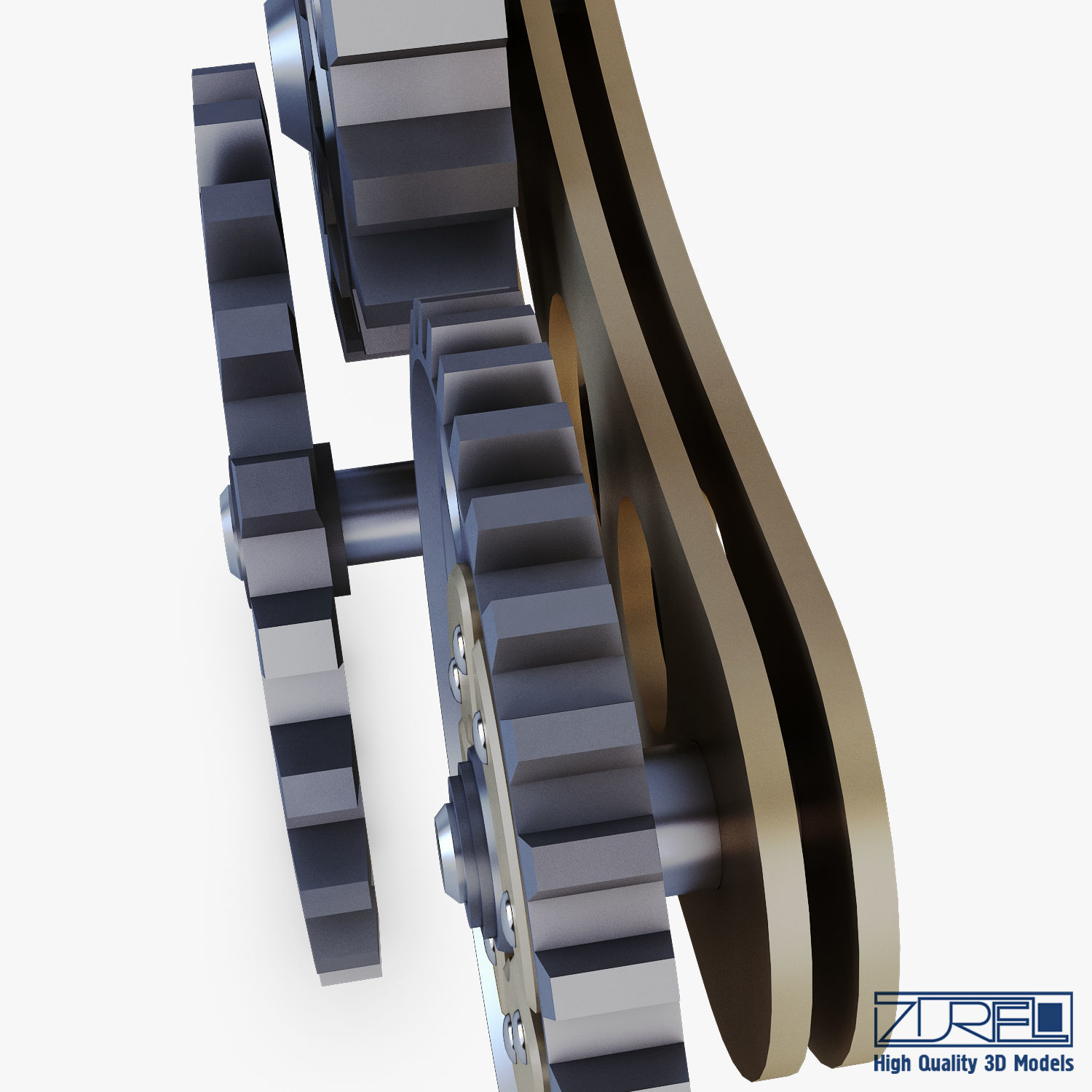 Gear Mechanism Low Poly v 6 Low-poly 3D model_26