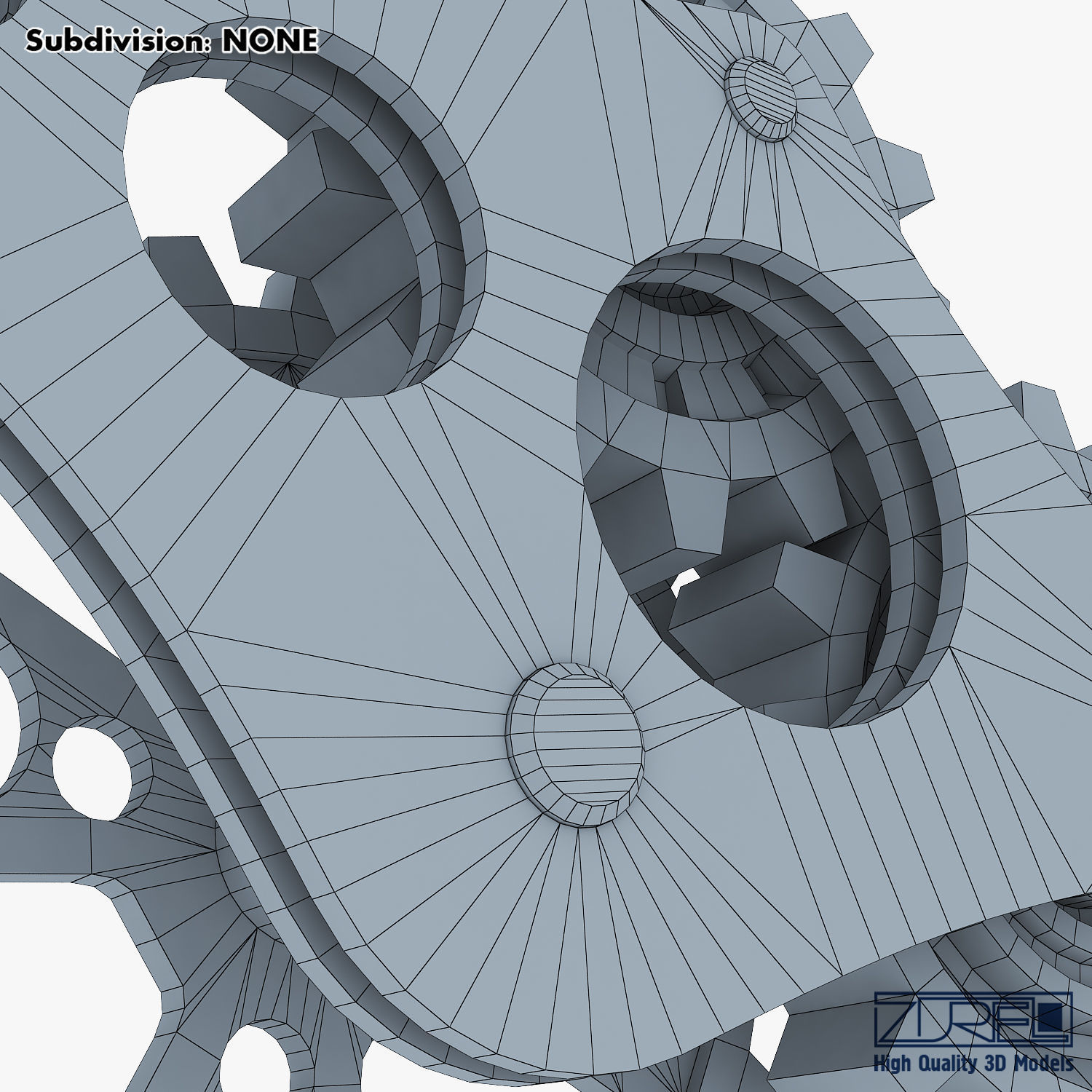 Gear Mechanism Low Poly v 6 Low-poly 3D model_49