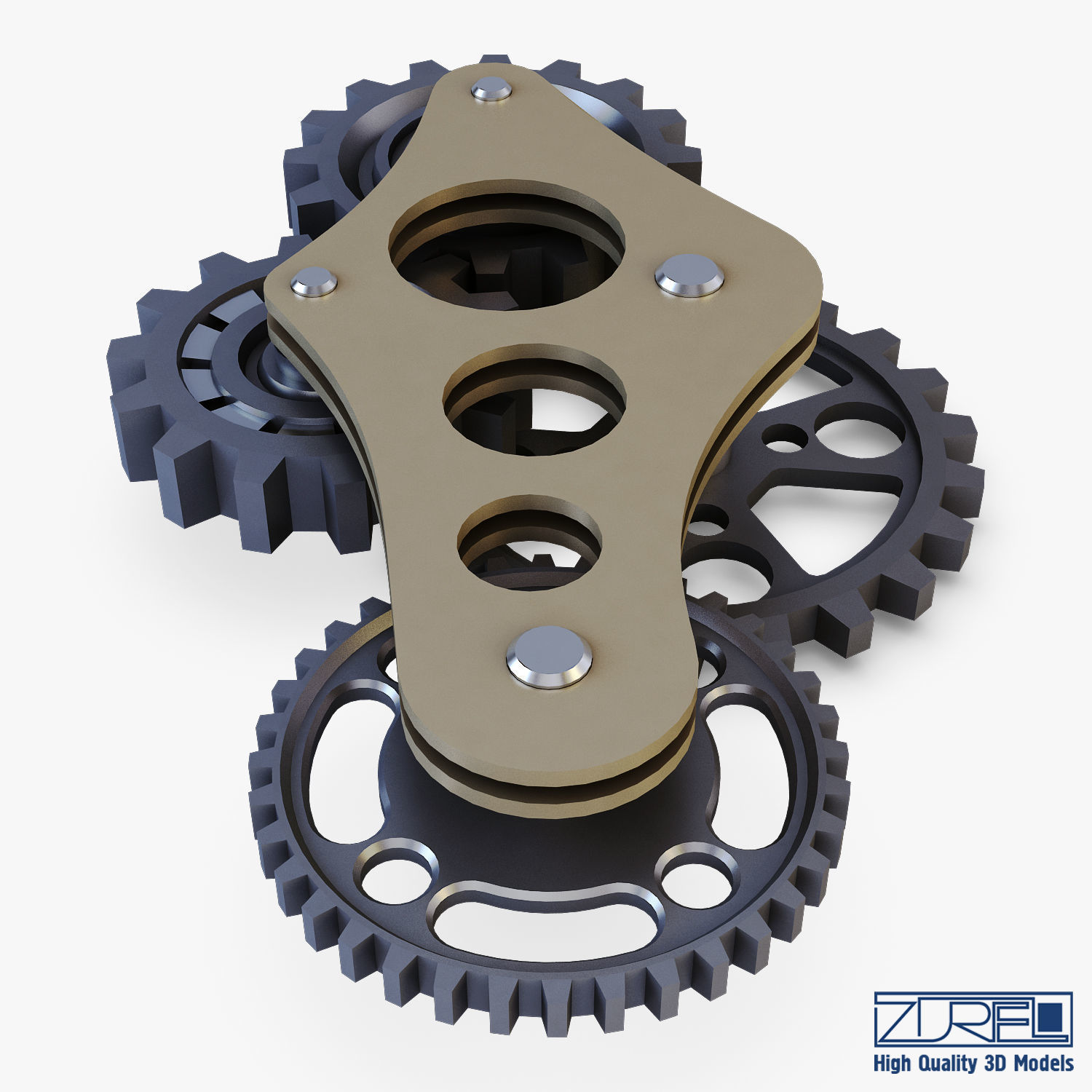 Gear Mechanism Low Poly v 6 Low-poly 3D model_14