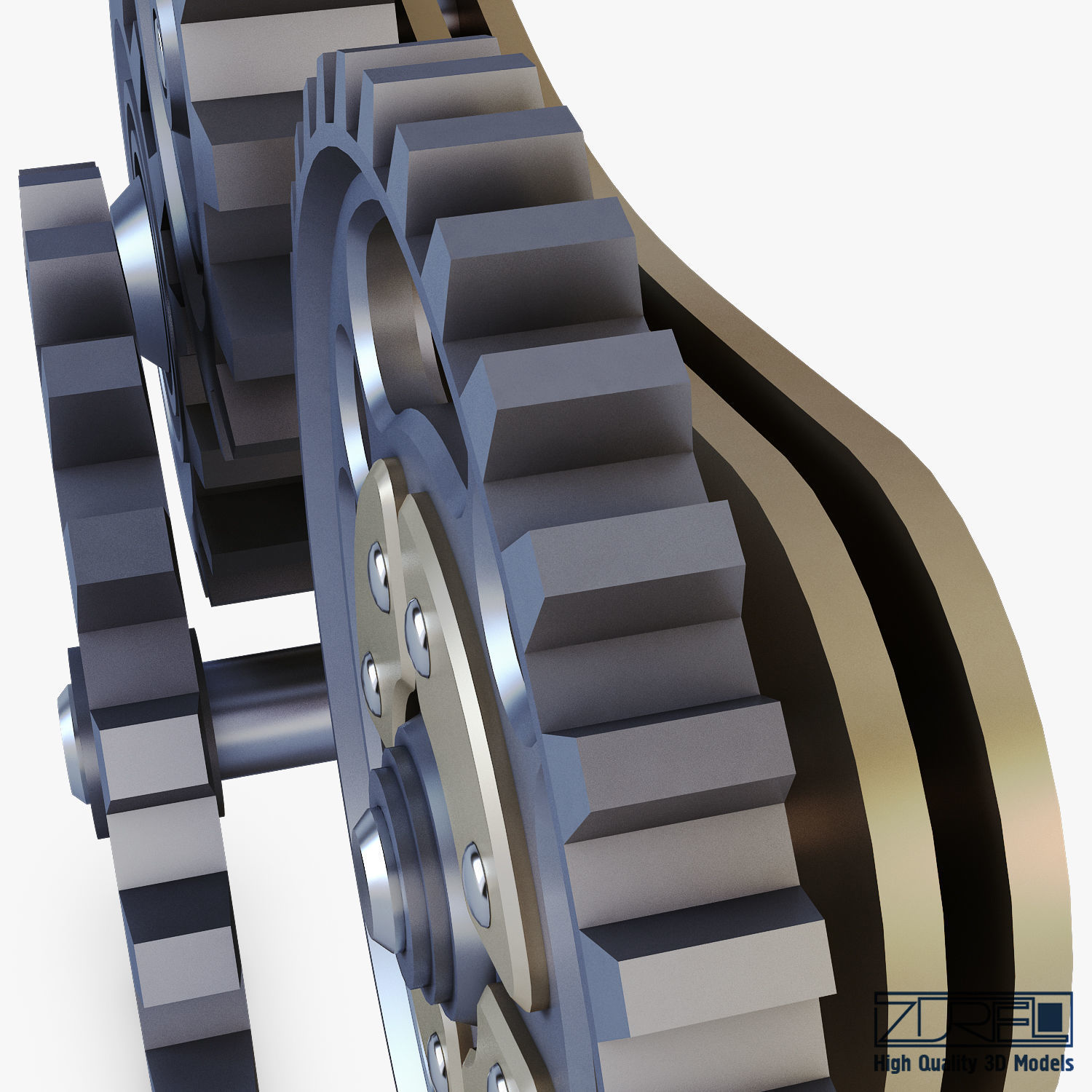 Gear Mechanism Low Poly v 6 Low-poly 3D model_21