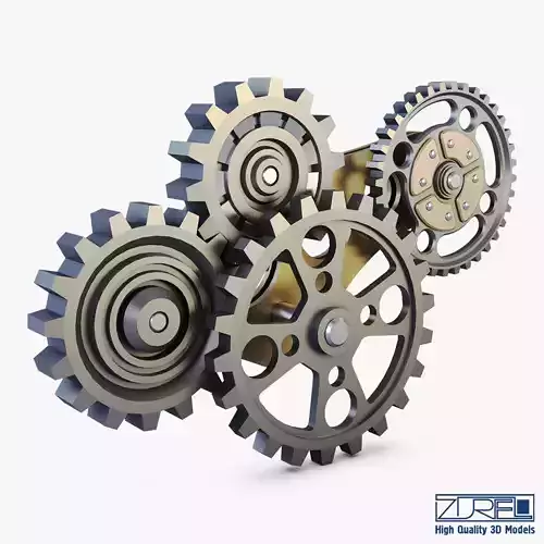 Gear Mechanism Low Poly v 6 Low-poly 3D model