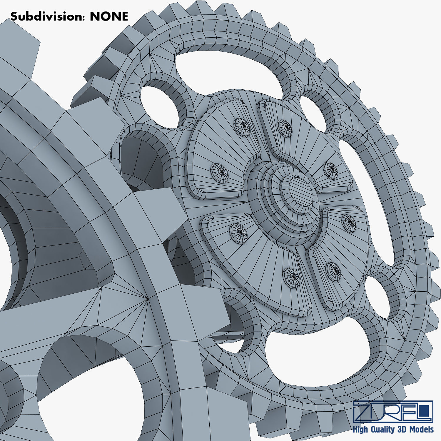 Gear Mechanism Low Poly v 6 Low-poly 3D model_44