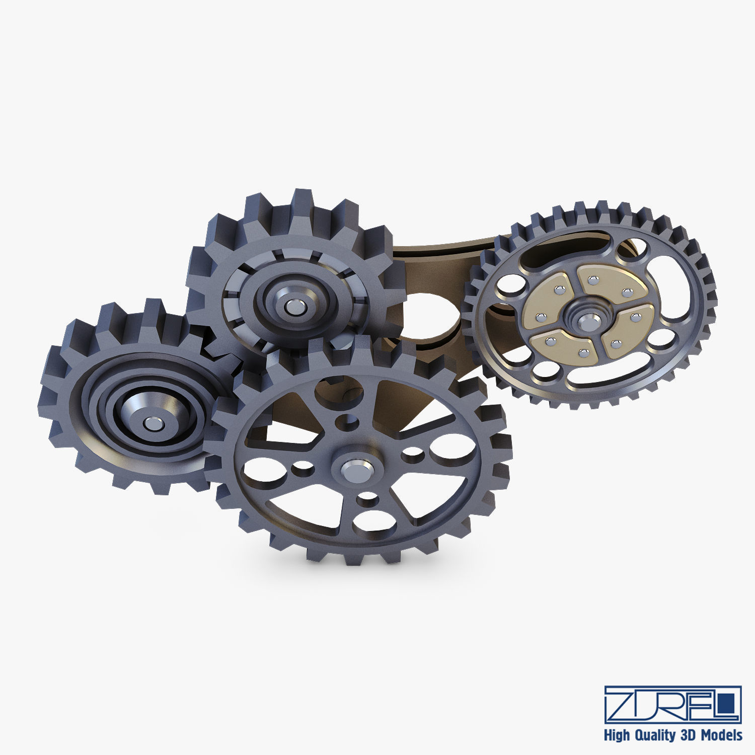 Gear Mechanism Low Poly v 6 Low-poly 3D model_8