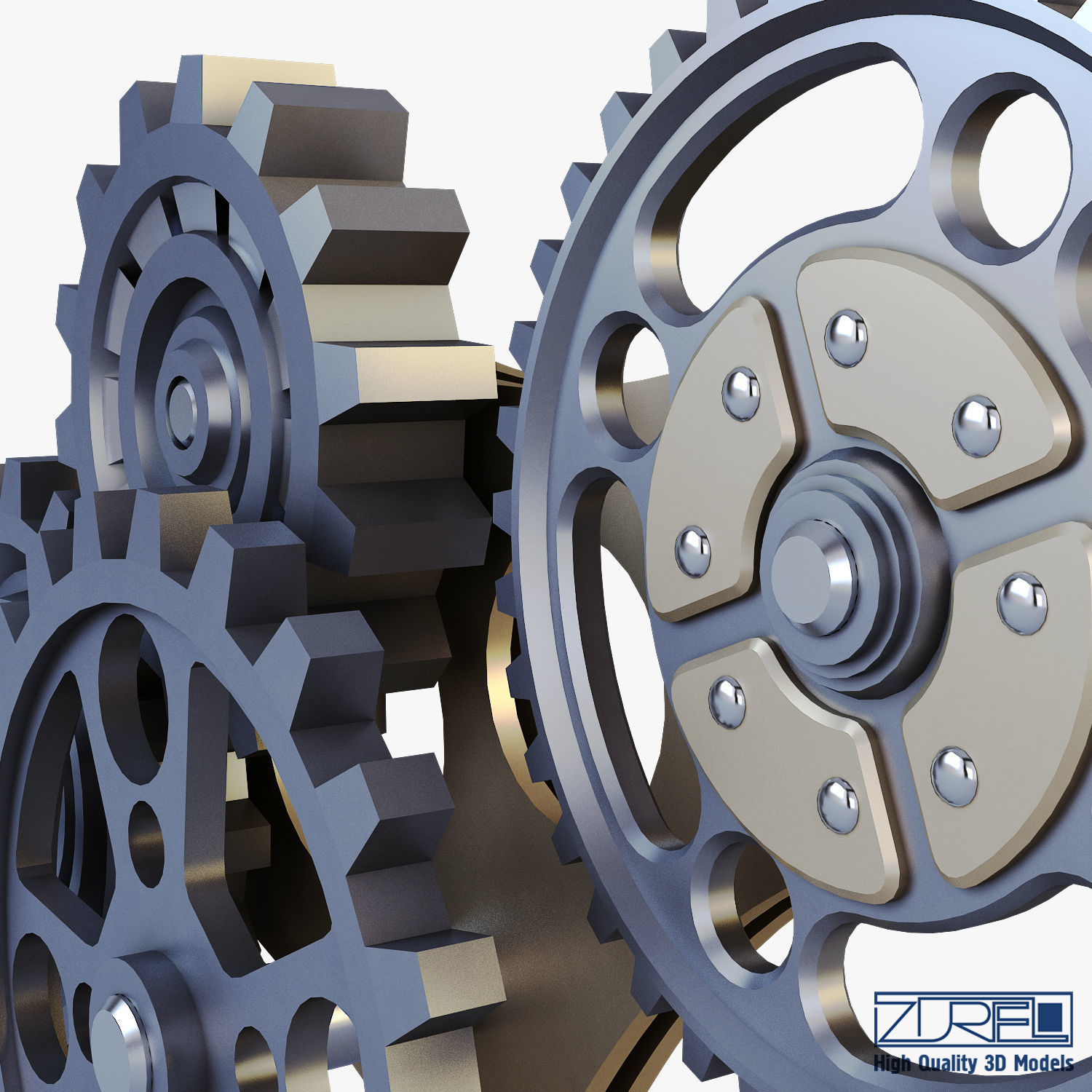 Gear Mechanism Low Poly v 6 Low-poly 3D model_20