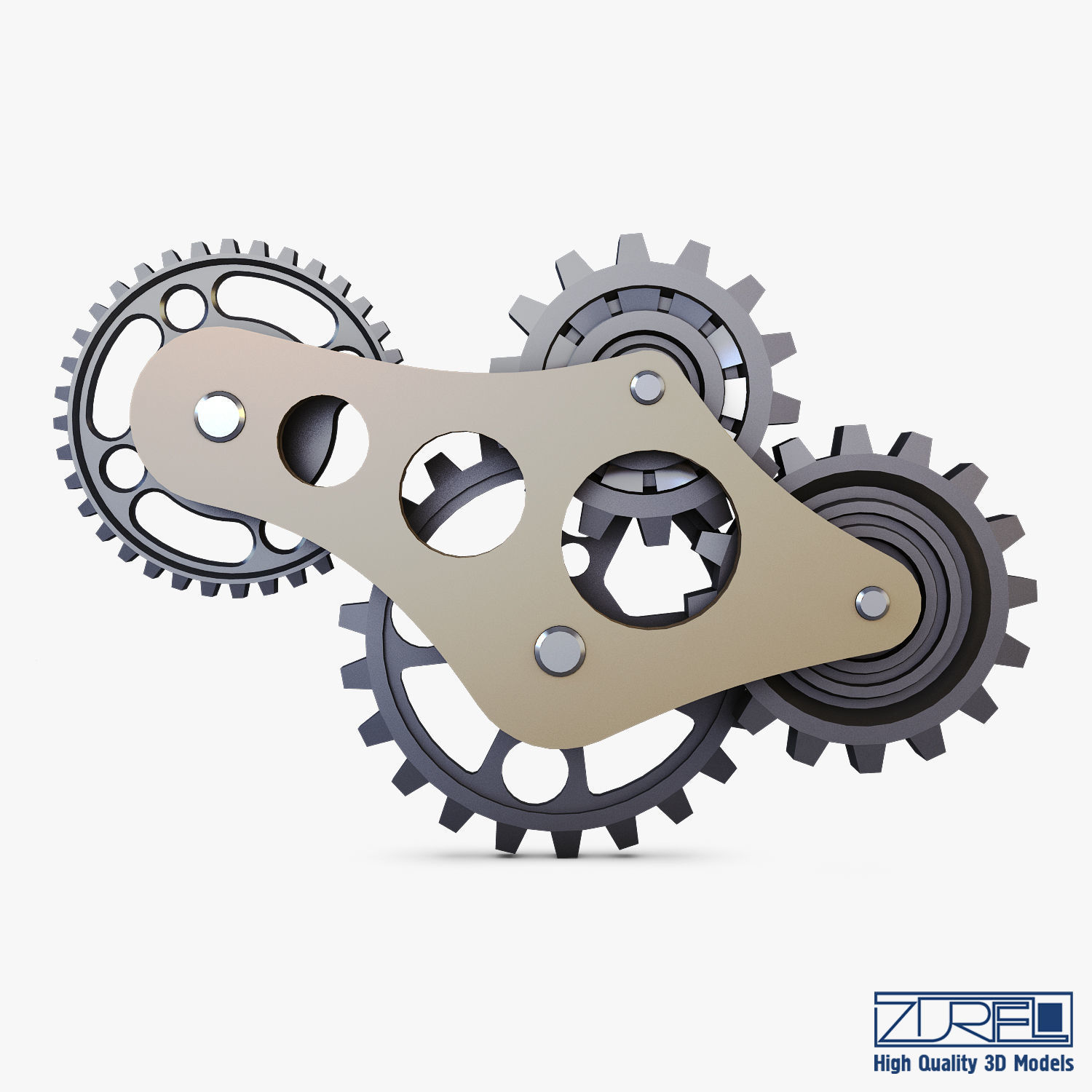 Gear Mechanism Low Poly v 6 Low-poly 3D model_5