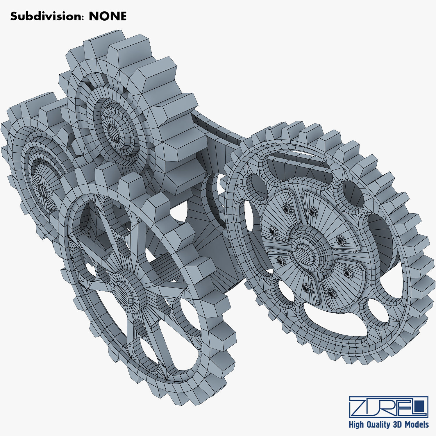 Gear Mechanism Low Poly v 6 Low-poly 3D model_29