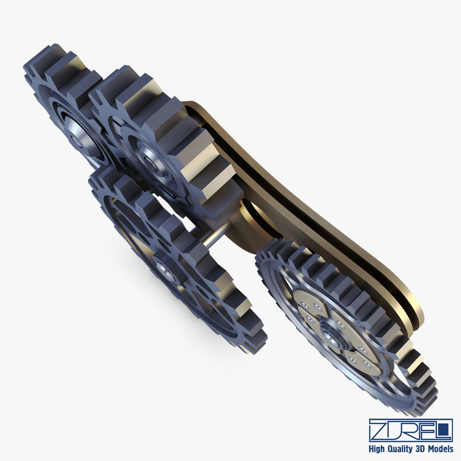 Gear Mechanism Low Poly v 6 Low-poly 3D model_11