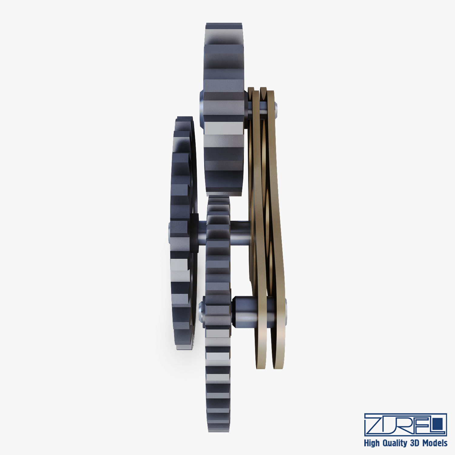 Gear Mechanism Low Poly v 6 Low-poly 3D model_9