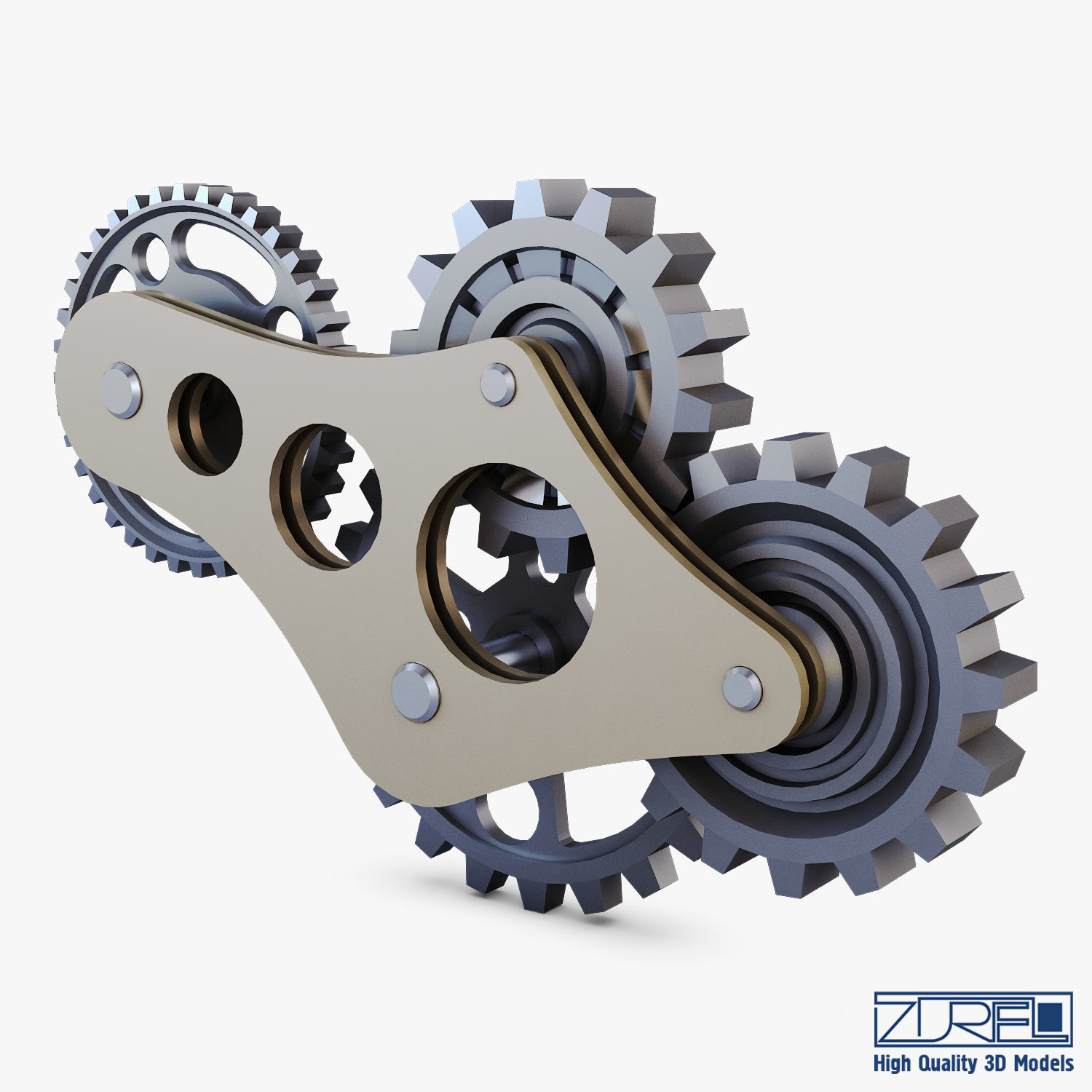Gear Mechanism Low Poly v 6 Low-poly 3D model_3