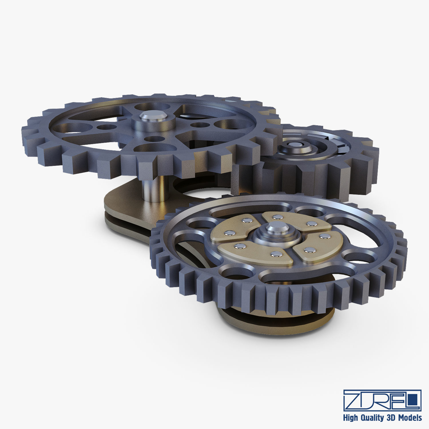 Gear Mechanism Low Poly v 6 Low-poly 3D model_13