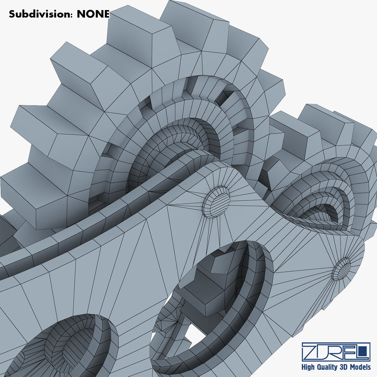 Gear Mechanism Low Poly v 6 Low-poly 3D model_47