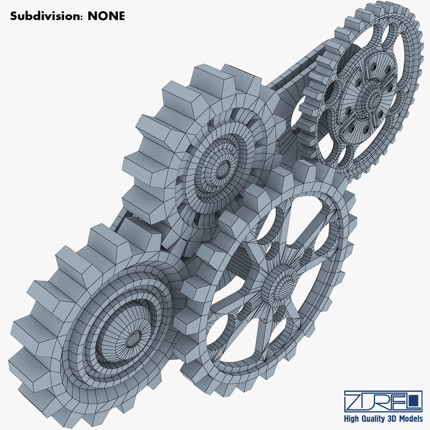 Gear Mechanism Low Poly v 6 Low-poly 3D model_27