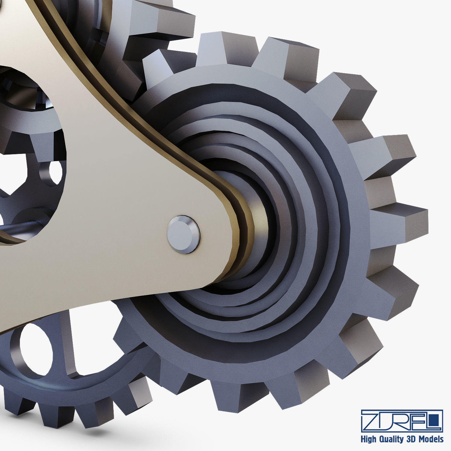 Gear Mechanism Low Poly v 6 Low-poly 3D model_25