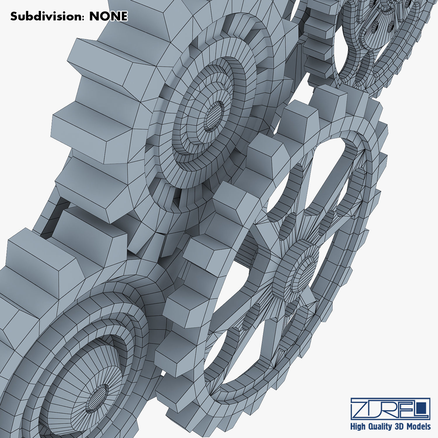 Gear Mechanism Low Poly v 6 Low-poly 3D model_42