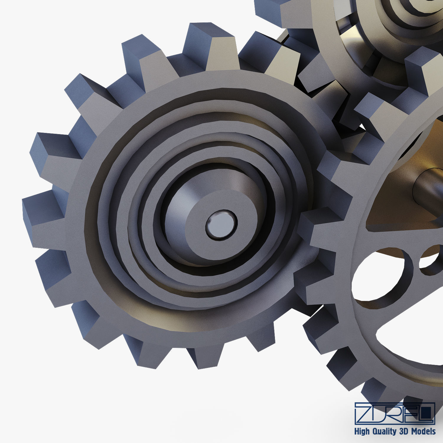 Gear Mechanism Low Poly v 6 Low-poly 3D model_16