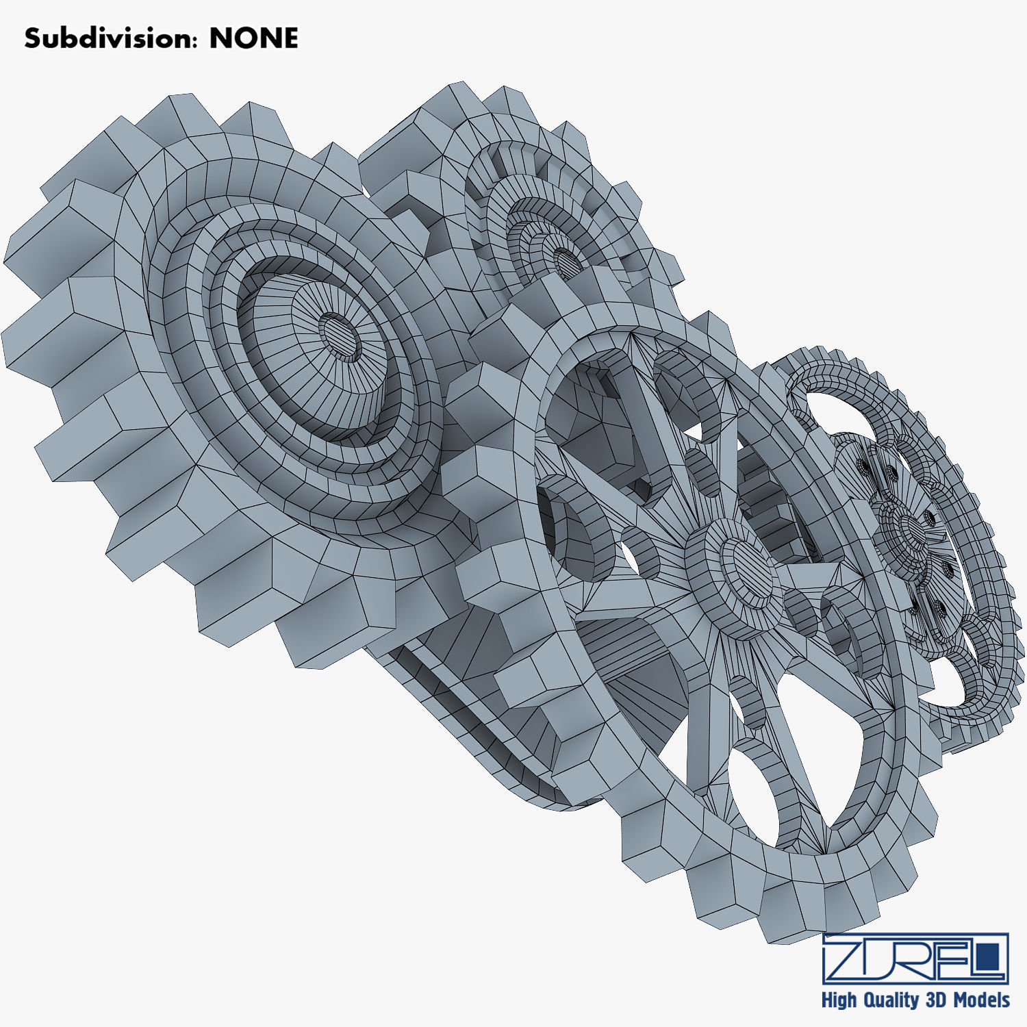 Gear Mechanism Low Poly v 6 Low-poly 3D model_31