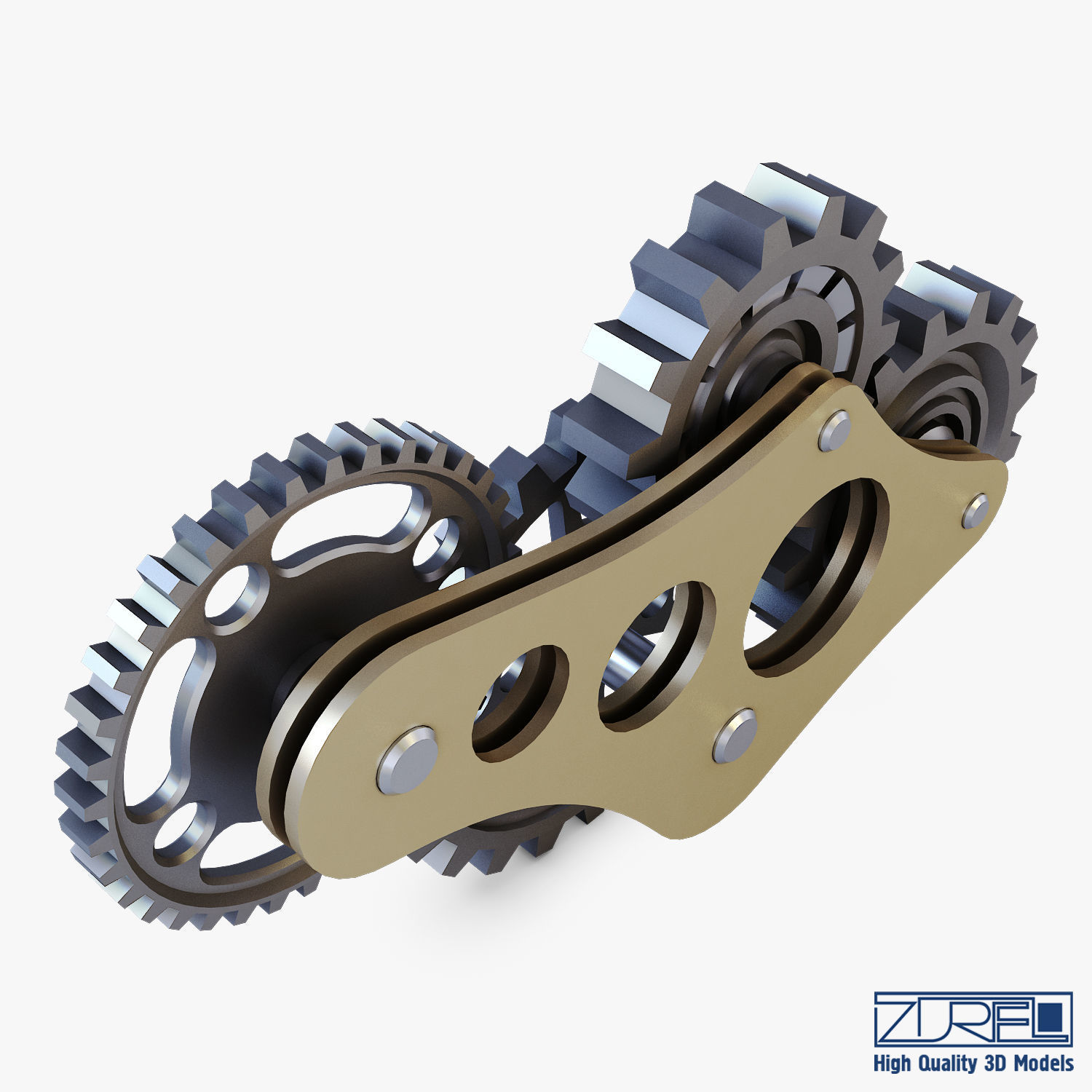 Gear Mechanism Low Poly v 6 Low-poly 3D model_7