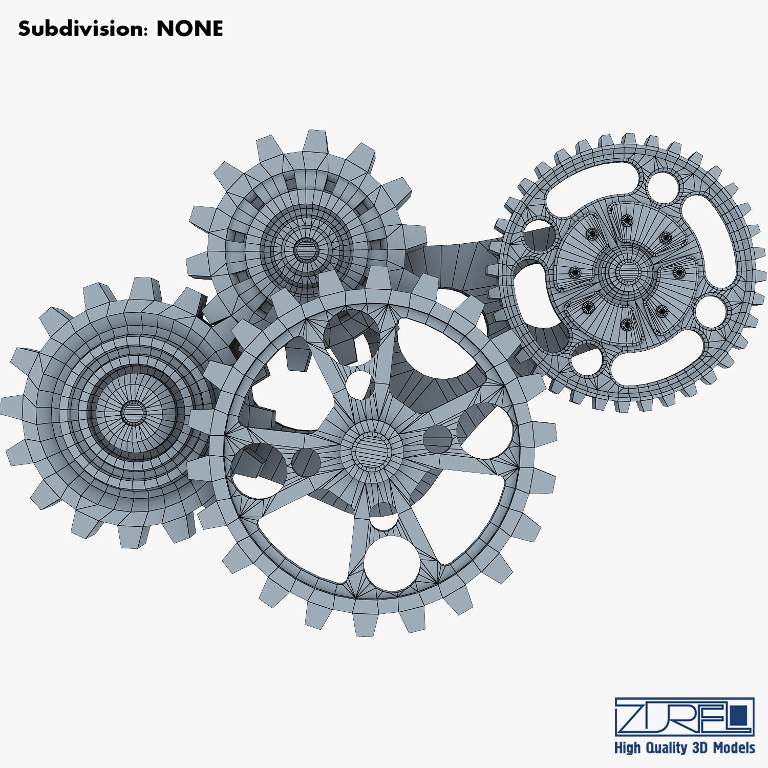 Gear Mechanism Low Poly v 6 Low-poly 3D model_35