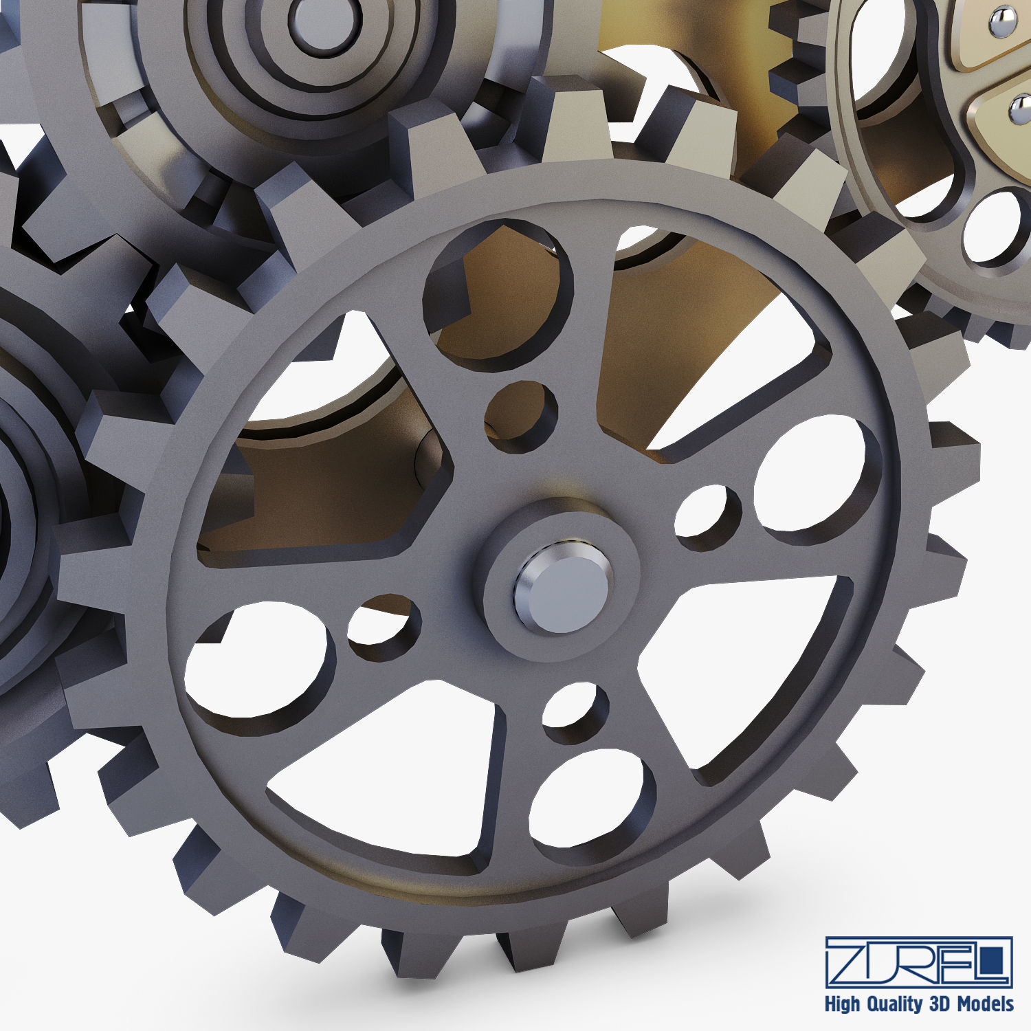 Gear Mechanism Low Poly v 6 Low-poly 3D model_17