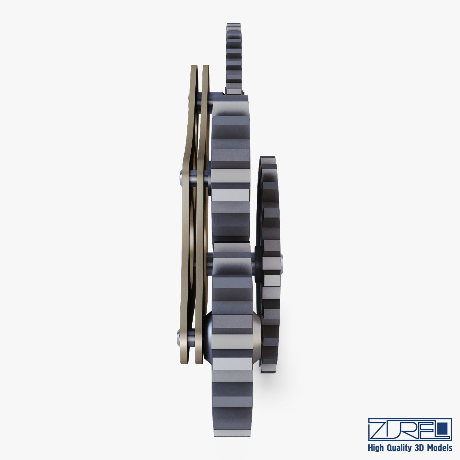 Gear Mechanism Low Poly v 6 Low-poly 3D model_10