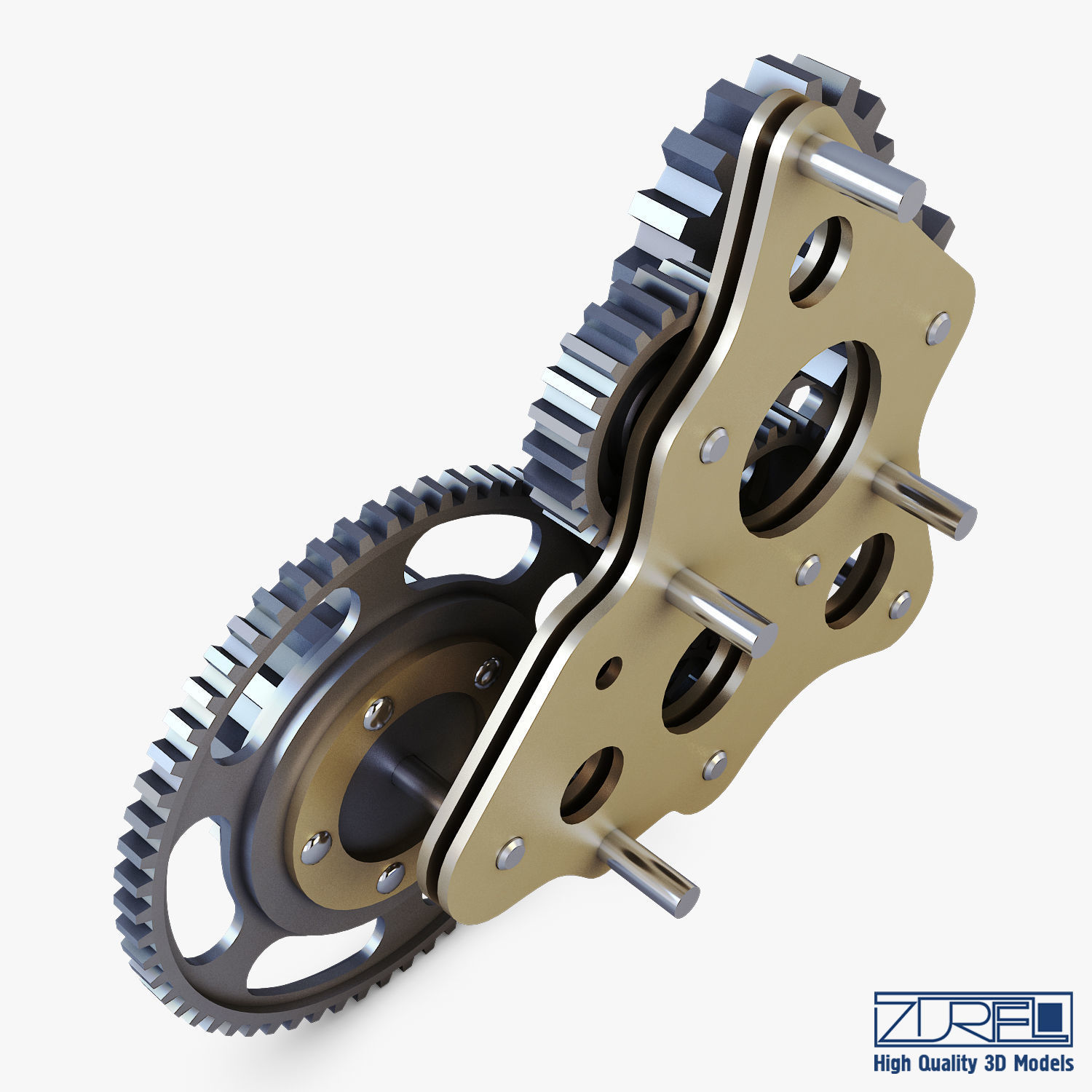 Gear Mechanism Low Poly v 5 Low-poly 3D model_7