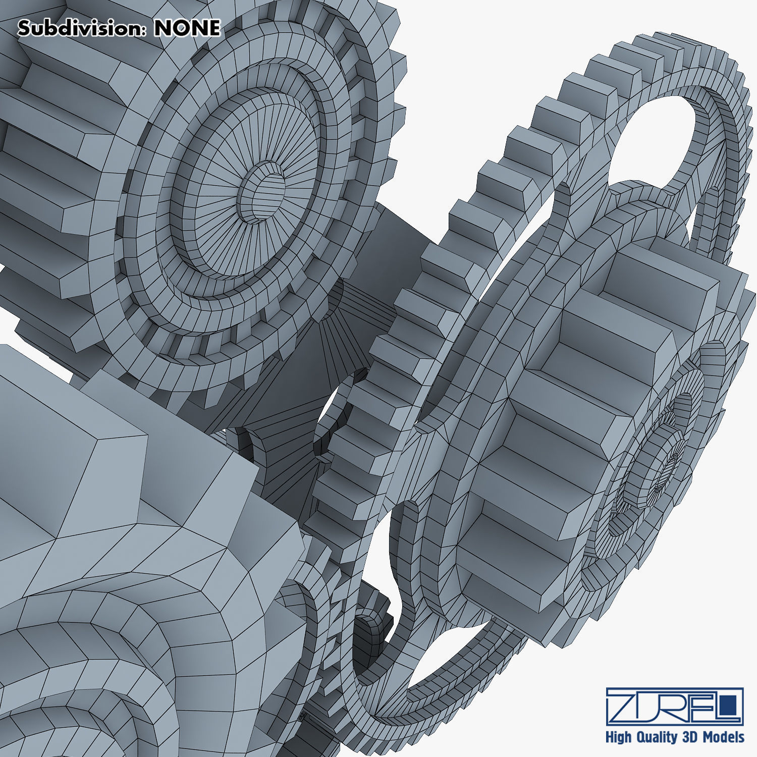 Gear Mechanism Low Poly v 5 Low-poly 3D model_42