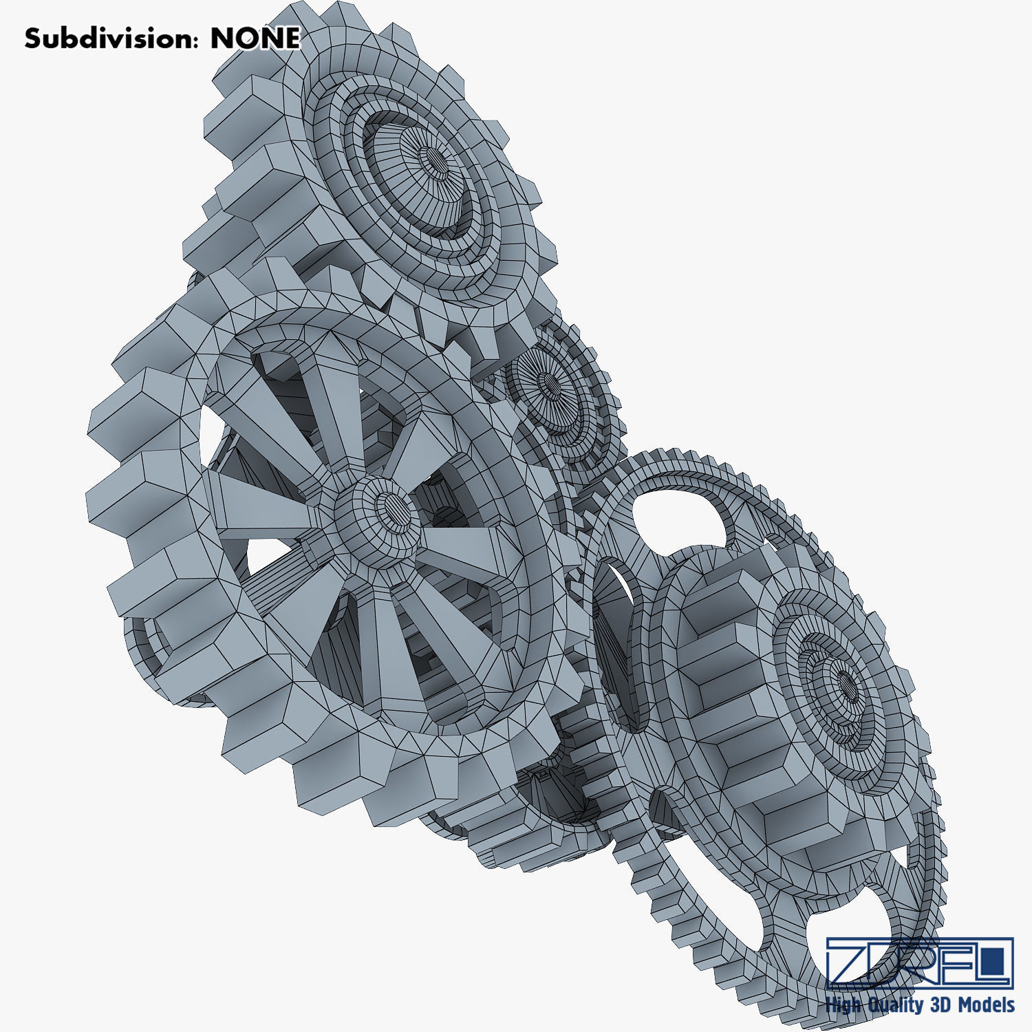 Gear Mechanism Low Poly v 5 Low-poly 3D model_31