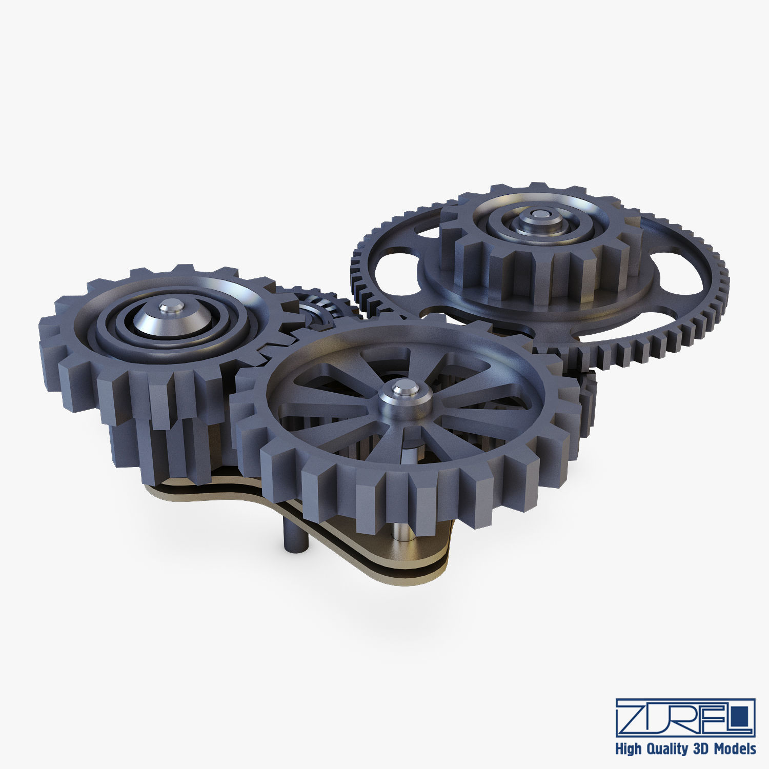 Gear Mechanism Low Poly v 5 Low-poly 3D model_12