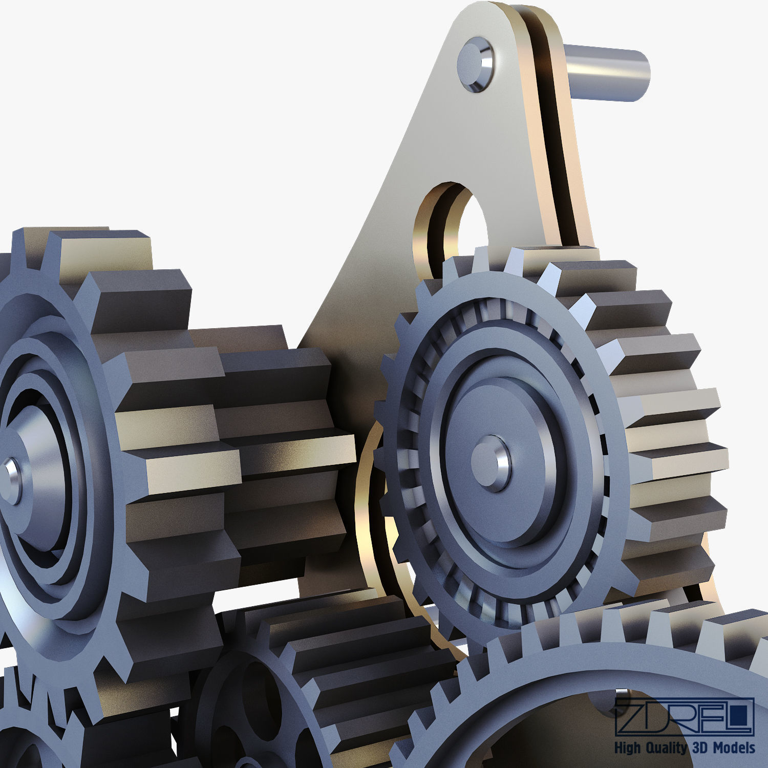 Gear Mechanism Low Poly v 5 Low-poly 3D model_20