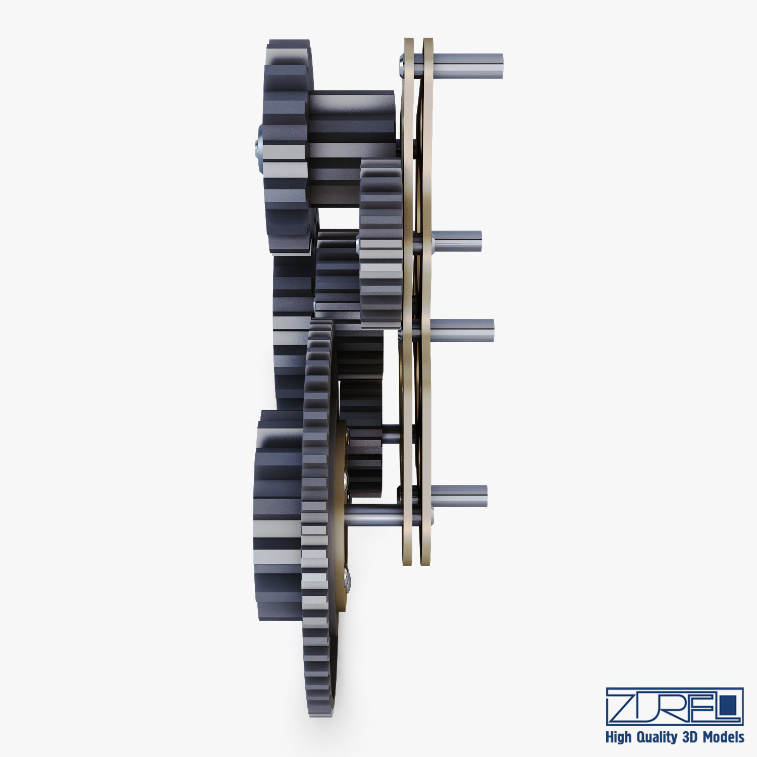 Gear Mechanism Low Poly v 5 Low-poly 3D model_9