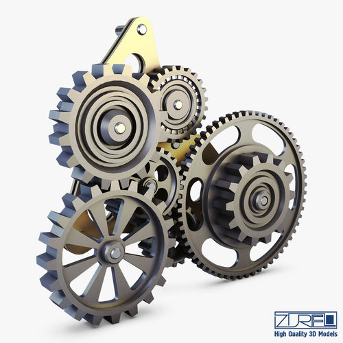 Gear Mechanism Low Poly v 5 Low-poly 3D model