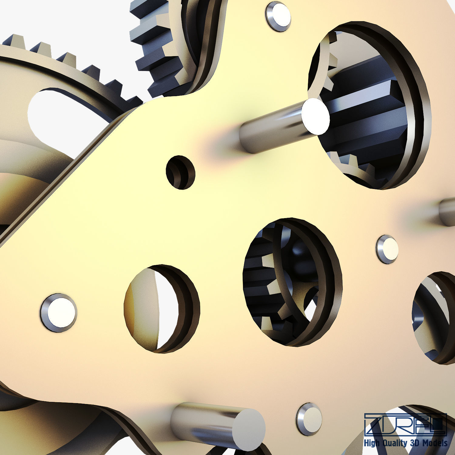 Gear Mechanism Low Poly v 5 Low-poly 3D model_24