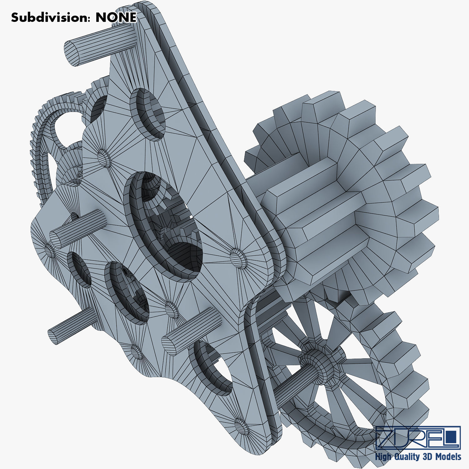 Gear Mechanism Low Poly v 5 Low-poly 3D model_30