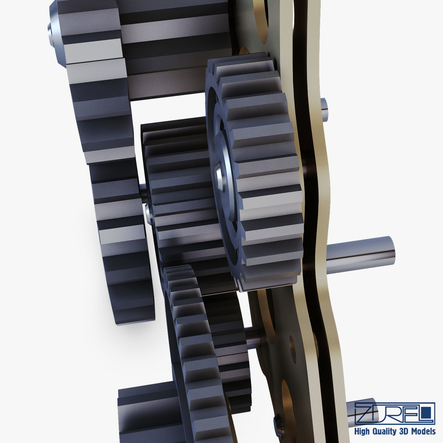 Gear Mechanism Low Poly v 5 Low-poly 3D model_26
